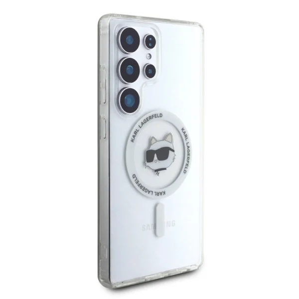 Case Karl Lagerfeld Button Choupette Head Printed Logo MagSafe Samsung Galaxy S25 Ultra whiteeng