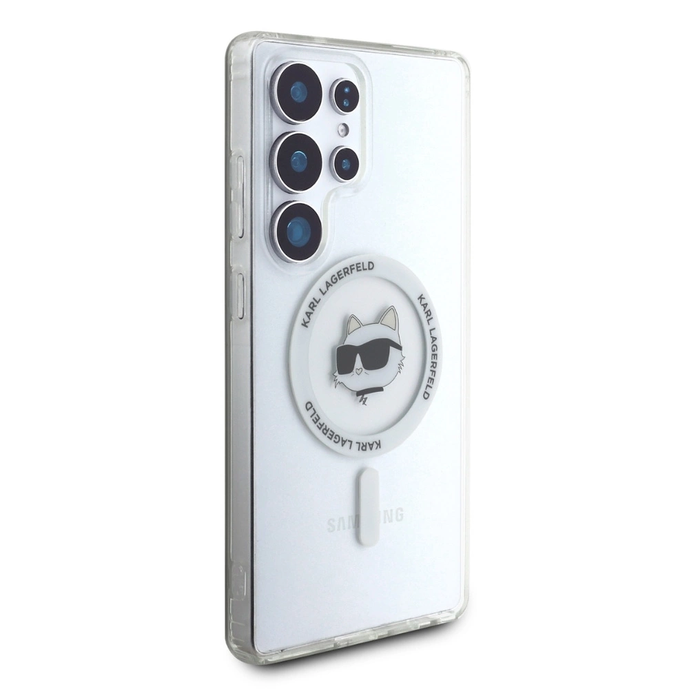 Case Karl Lagerfeld Button Choupette Head Printed Logo MagSafe Samsung Galaxy S25 Ultra whiteeng