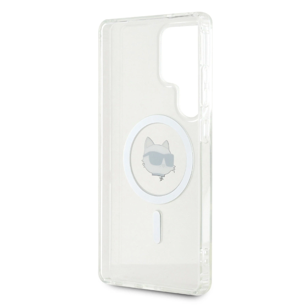 Case Karl Lagerfeld Button Choupette Head Printed Logo MagSafe Samsung Galaxy S25 Ultra whiteeng