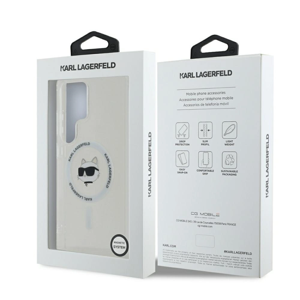 Case Karl Lagerfeld Button Choupette Head Printed Logo MagSafe Samsung Galaxy S25 Ultra whiteeng