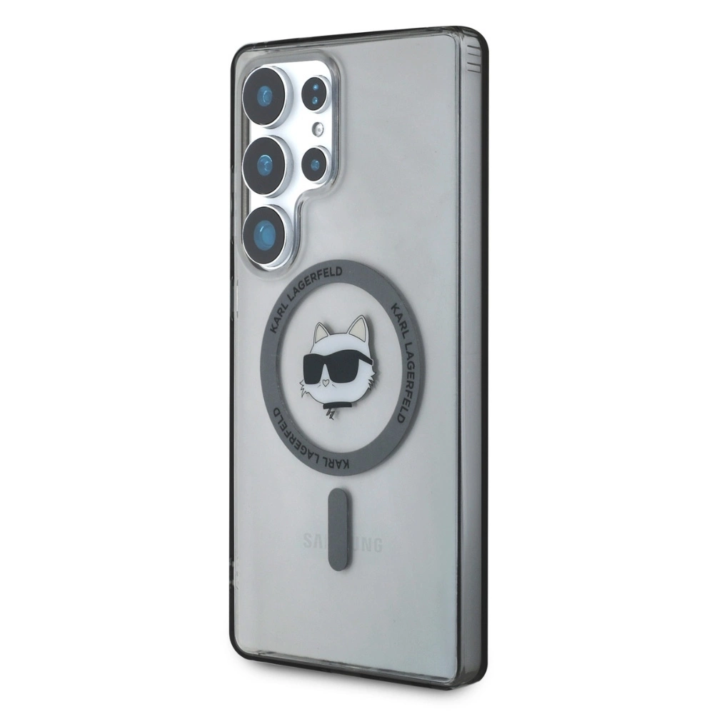 Karl Lagerfeld Button Choupette Head Printed Logo MagSafe Samsung Galaxy S25 Ultra case blackeng