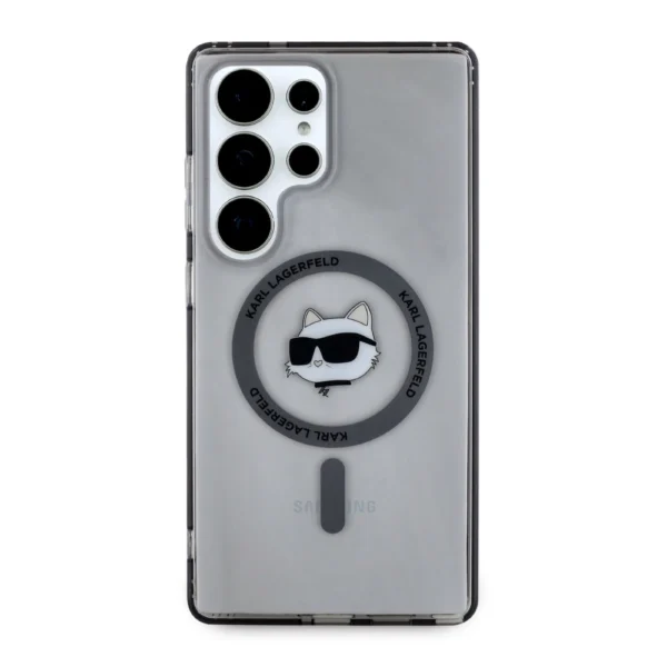 Karl Lagerfeld Button Choupette Head Printed Logo MagSafe Samsung Galaxy S25 Ultra case blackeng