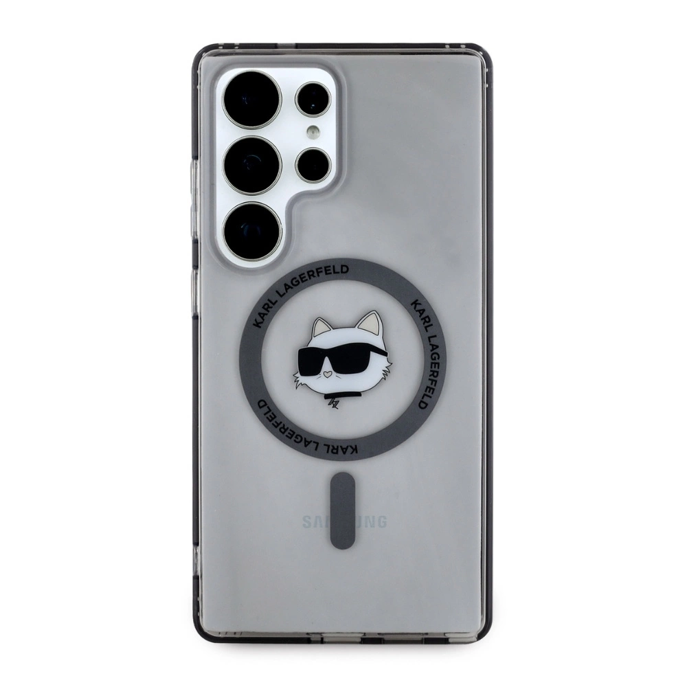Karl Lagerfeld Button Choupette Head Printed Logo MagSafe Samsung Galaxy S25 Ultra case blackeng