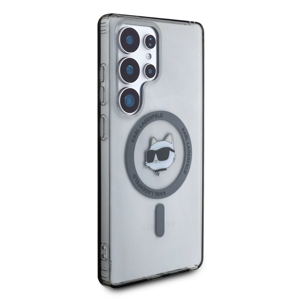 Karl Lagerfeld Button Choupette Head Printed Logo MagSafe Samsung Galaxy S25 Ultra case blackeng