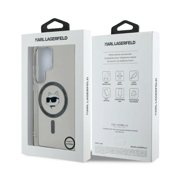 Karl Lagerfeld Button Choupette Head Printed Logo MagSafe Samsung Galaxy S25 Ultra case blackeng
