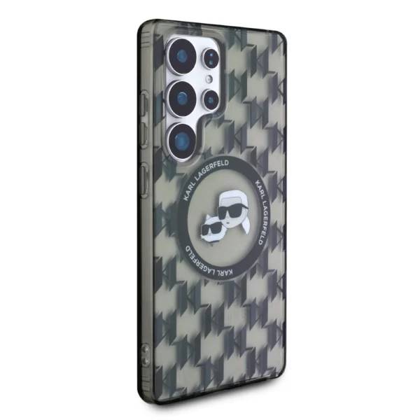 Case Karl Lagerfeld Button Karl & Choupette Heads On KL Pattern MagSafe Samsung Galaxy S25 Ultra blackeng