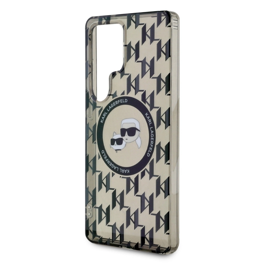 Case Karl Lagerfeld Button Karl & Choupette Heads On KL Pattern MagSafe Samsung Galaxy S25 Ultra blackeng