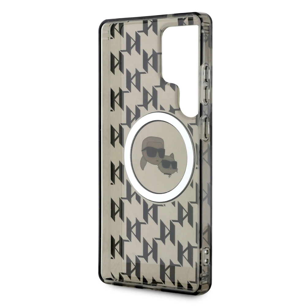 Case Karl Lagerfeld Button Karl & Choupette Heads On KL Pattern MagSafe Samsung Galaxy S25 Ultra blackeng