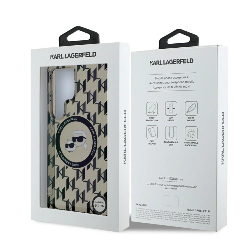 Case Karl Lagerfeld Button Karl & Choupette Heads On KL Pattern MagSafe Samsung Galaxy S25 Ultra blackeng