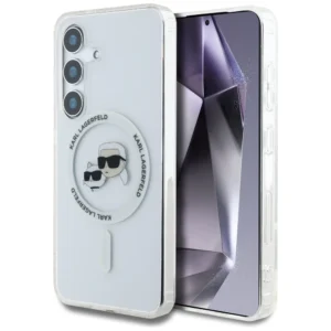 Case Karl Lagerfeld Button Karl & Choupette Heads Printed Logo MagSafe Samsung Galaxy S25 whiteeng