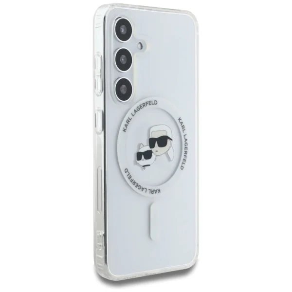 Case Karl Lagerfeld Button Karl & Choupette Heads Printed Logo MagSafe Samsung Galaxy S25 whiteeng