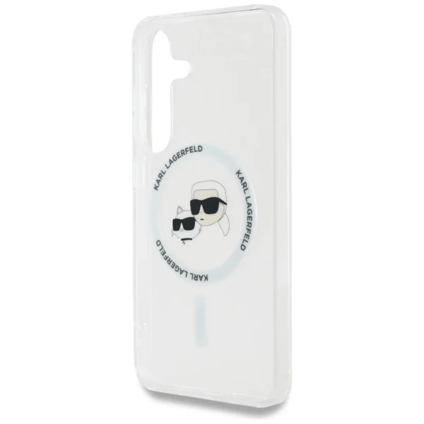 Case Karl Lagerfeld Button Karl & Choupette Heads Printed Logo MagSafe Samsung Galaxy S25 whiteeng