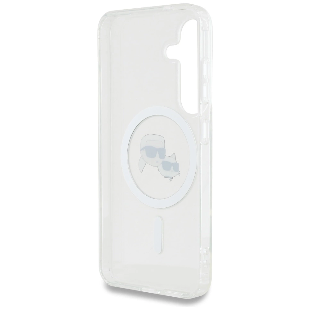 Case Karl Lagerfeld Button Karl & Choupette Heads Printed Logo MagSafe Samsung Galaxy S25 whiteeng