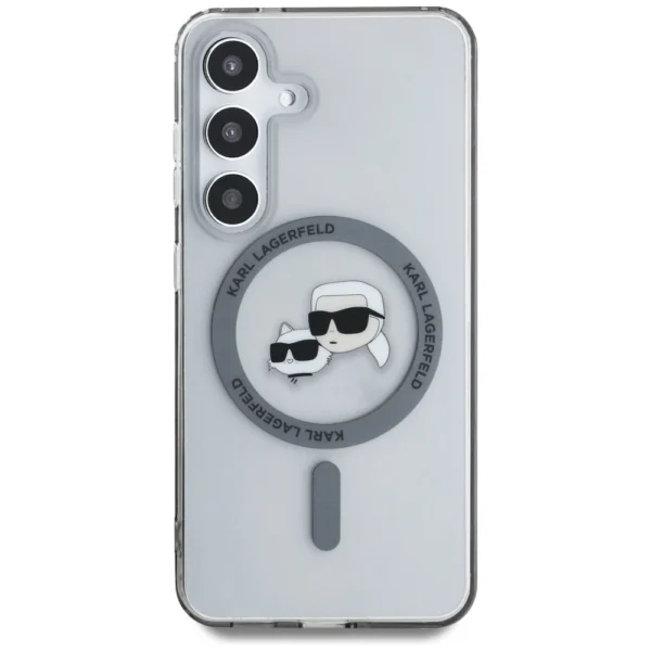 Karl Lagerfeld Button Karl & Choupette Heads Printed Logo MagSafe Samsung Galaxy S25 case blackeng