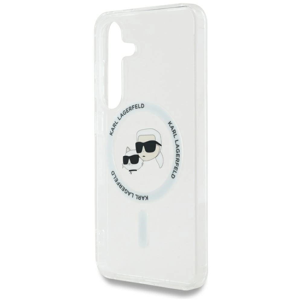 Case Karl Lagerfeld Button Karl & Choupette Heads Printed Logo MagSafe Samsung Galaxy S25 Plus whiteeng