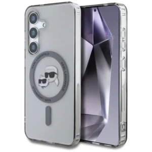 Karl Lagerfeld Button Karl & Choupette Heads Printed Logo MagSafe Samsung Galaxy S25 Plus case blackeng