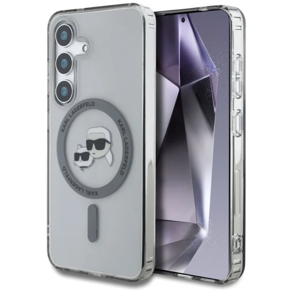 Karl Lagerfeld Button Karl & Choupette Heads Printed Logo MagSafe Samsung Galaxy S25 Plus case blackeng