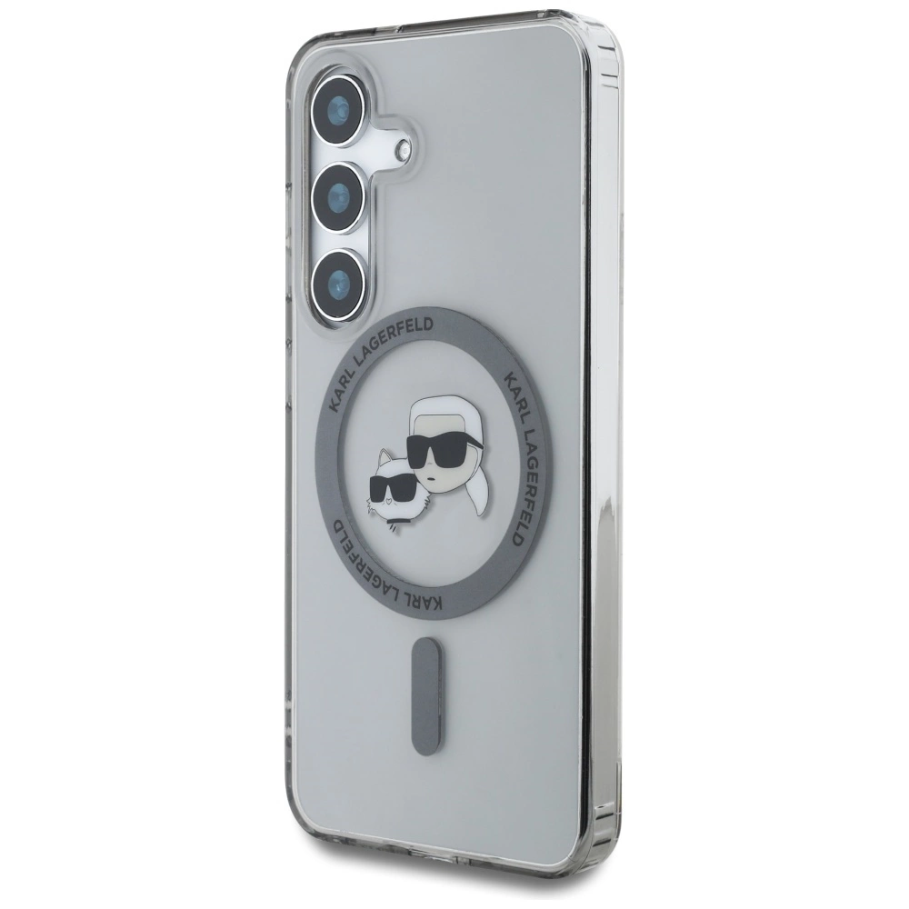 Karl Lagerfeld Button Karl & Choupette Heads Printed Logo MagSafe Samsung Galaxy S25 Plus case blackeng