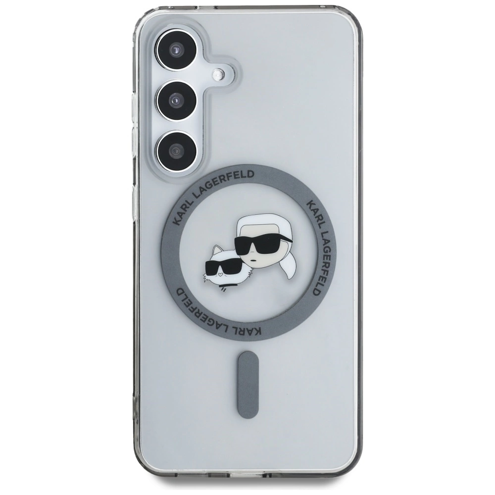 Karl Lagerfeld Button Karl & Choupette Heads Printed Logo MagSafe Samsung Galaxy S25 Plus case blackeng