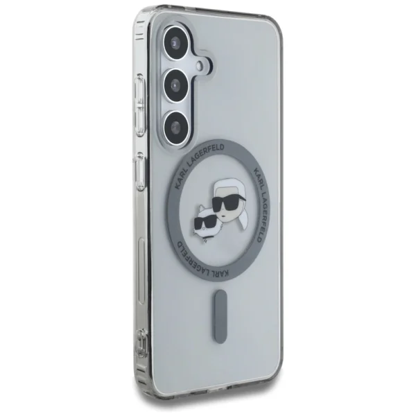 Karl Lagerfeld Button Karl & Choupette Heads Printed Logo MagSafe Samsung Galaxy S25 Plus case blackeng