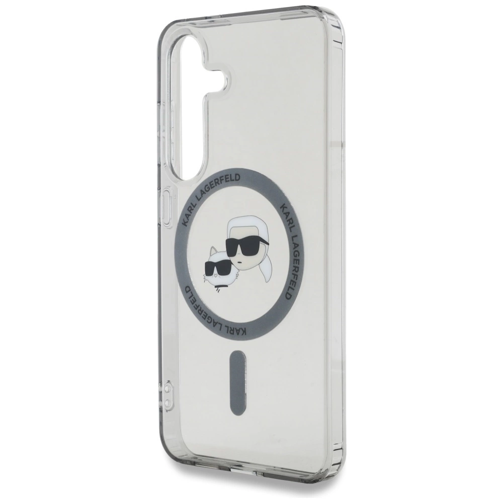 Karl Lagerfeld Button Karl & Choupette Heads Printed Logo MagSafe Samsung Galaxy S25 Plus case blackeng