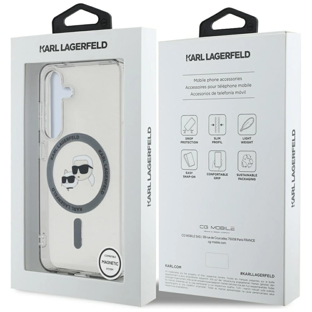 Karl Lagerfeld Button Karl & Choupette Heads Printed Logo MagSafe Samsung Galaxy S25 Plus case blackeng