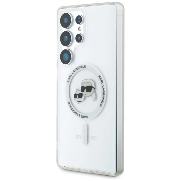 Case Karl Lagerfeld Button Karl & Choupette Heads Printed Logo MagSafe Samsung Galaxy S25 Ultra whiteeng