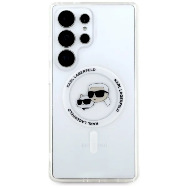 Case Karl Lagerfeld Button Karl & Choupette Heads Printed Logo MagSafe Samsung Galaxy S25 Ultra whiteeng