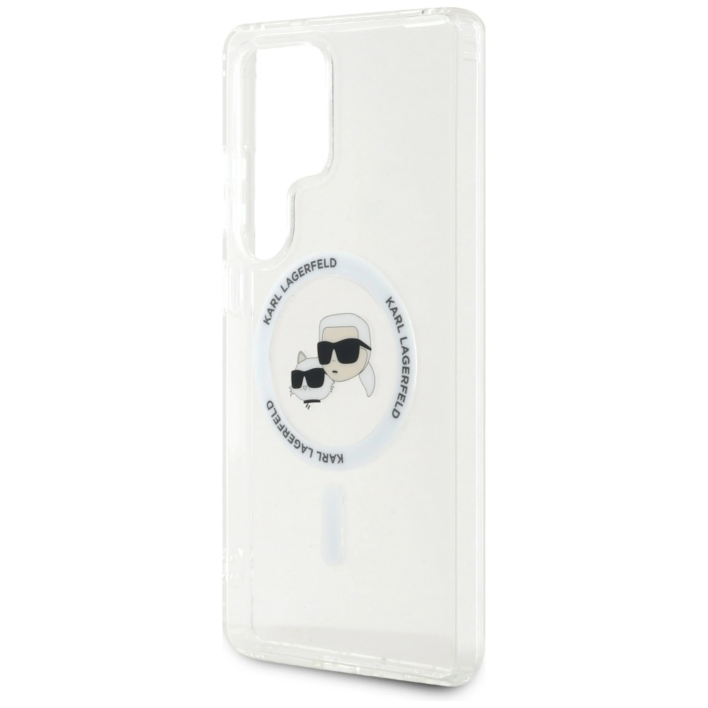 Case Karl Lagerfeld Button Karl & Choupette Heads Printed Logo MagSafe Samsung Galaxy S25 Ultra whiteeng