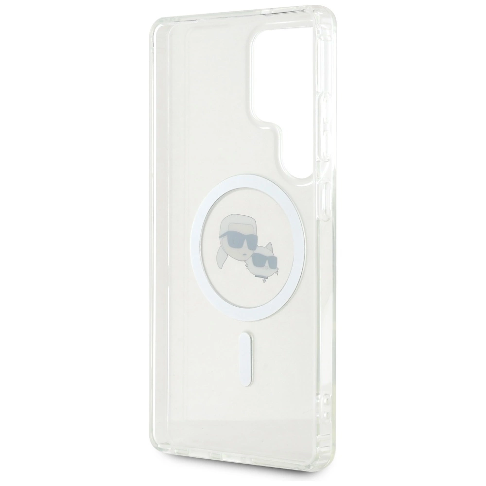 Case Karl Lagerfeld Button Karl & Choupette Heads Printed Logo MagSafe Samsung Galaxy S25 Ultra whiteeng