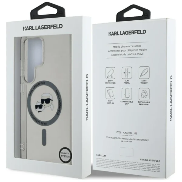 Karl Lagerfeld Button Karl & Choupette Heads Printed Logo MagSafe Samsung Galaxy S25 Ultra case blackeng
