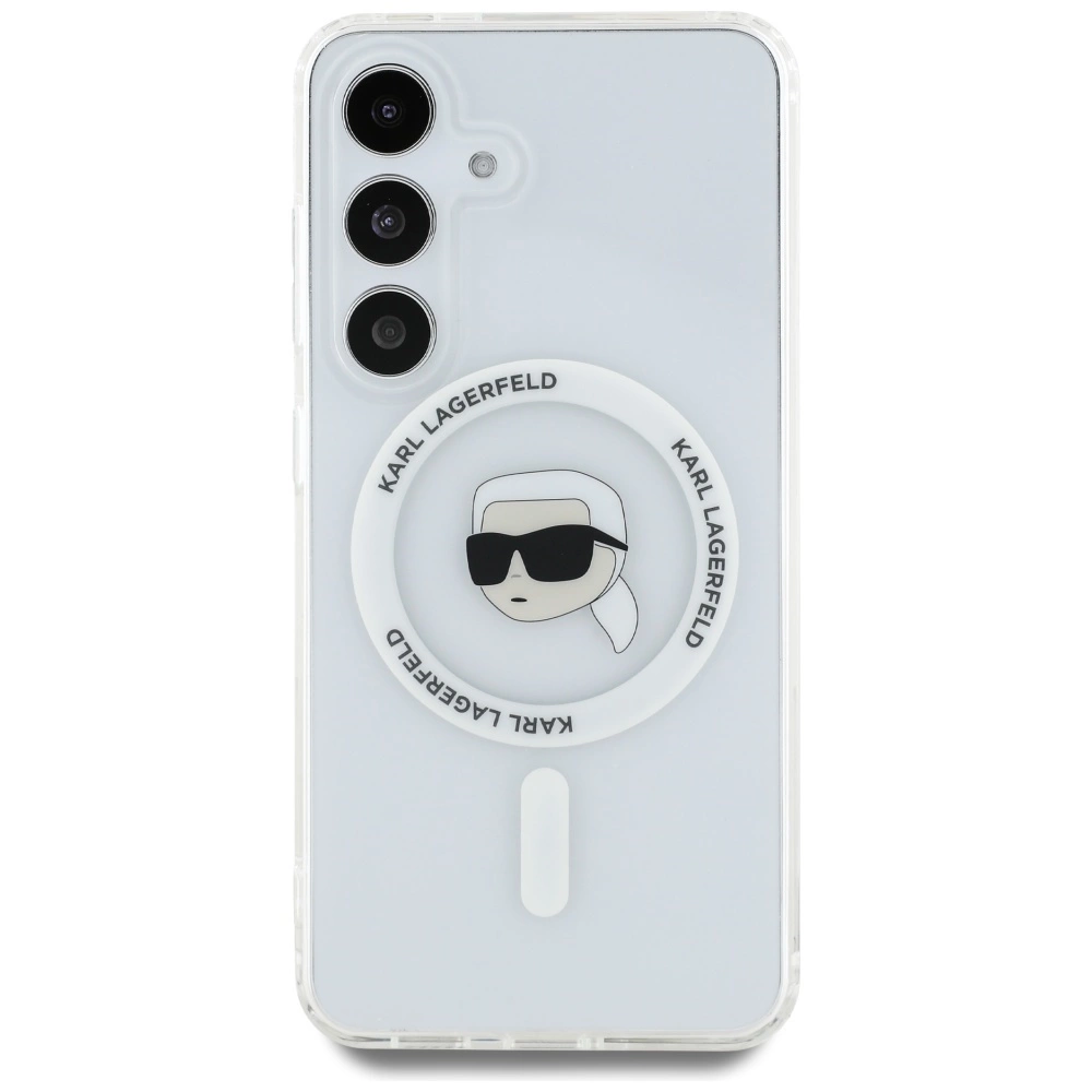 Case Karl Lagerfeld Button Karl Head Printed Logo MagSafe Samsung Galaxy S25 whiteeng