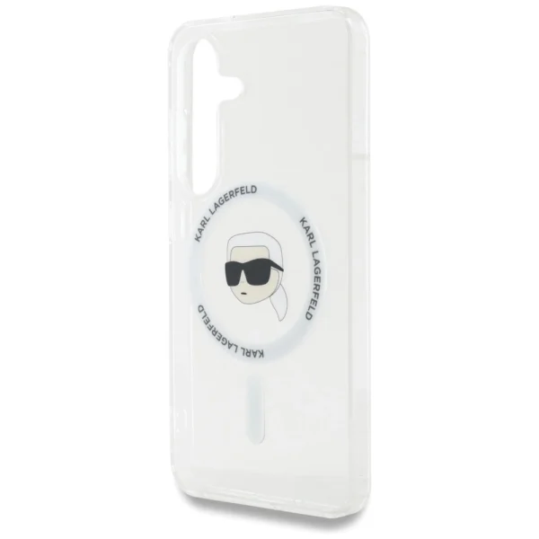 Case Karl Lagerfeld Button Karl Head Printed Logo MagSafe Samsung Galaxy S25 whiteeng