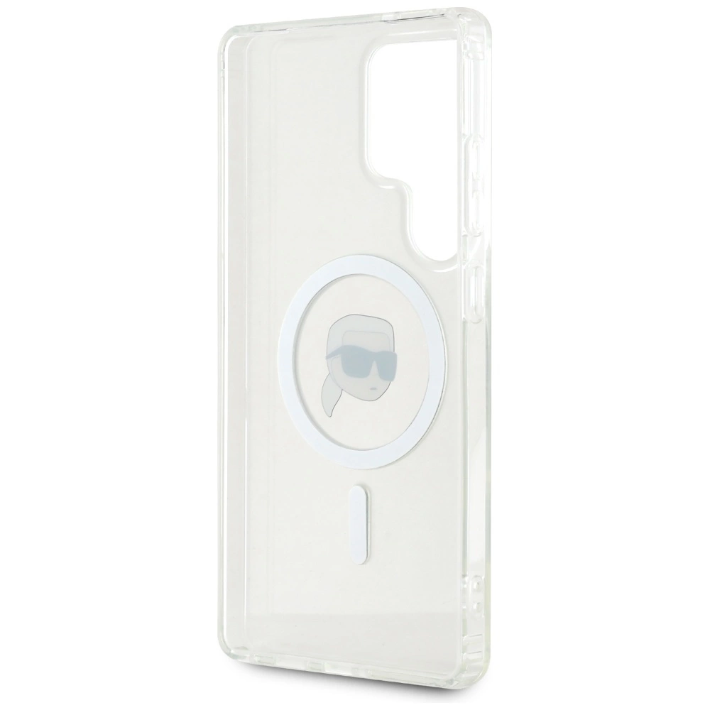 Case Karl Lagerfeld Button Karl Head Printed Logo MagSafe Samsung Galaxy S25 Ultra whiteeng