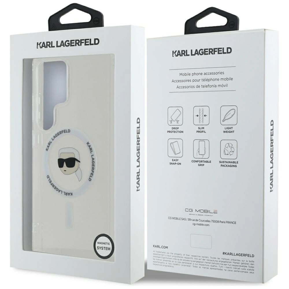 Case Karl Lagerfeld Button Karl Head Printed Logo MagSafe Samsung Galaxy S25 Ultra whiteeng