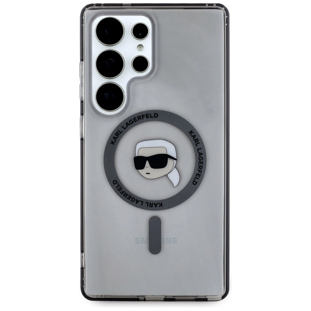 Case Karl Lagerfeld Button Karl Head Printed Logo MagSafe Samsung Galaxy S25 Ultra blackeng