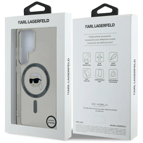 Case Karl Lagerfeld Button Karl Head Printed Logo MagSafe Samsung Galaxy S25 Ultra blackeng