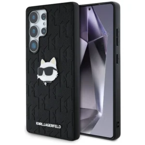 Karl Lagerfeld Leather Monogram Pin Logo Choupette Head Samsung Galaxy S25 Ultra Case Blackeng