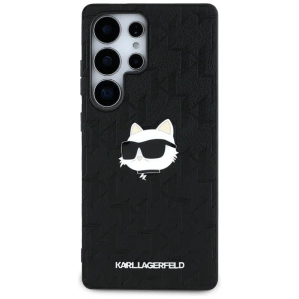 Karl Lagerfeld Leather Monogram Pin Logo Choupette Head Samsung Galaxy S25 Ultra Case Blackeng