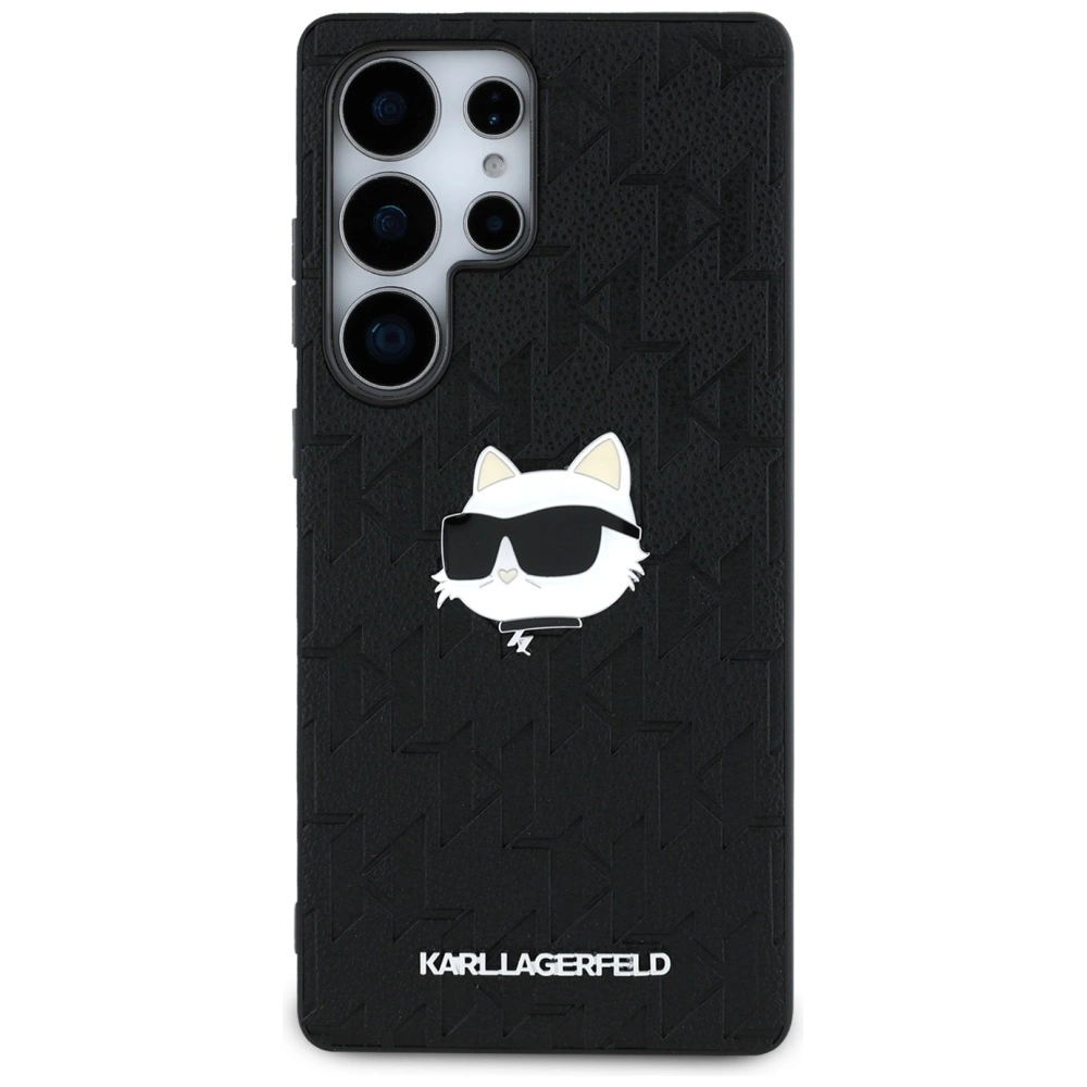 Karl Lagerfeld Leather Monogram Pin Logo Choupette Head Samsung Galaxy S25 Ultra Case Blackeng