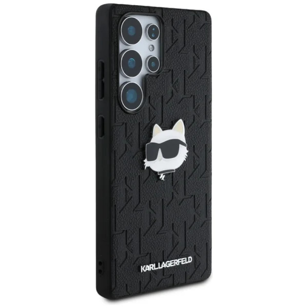 Karl Lagerfeld Leather Monogram Pin Logo Choupette Head Samsung Galaxy S25 Ultra Case Blackeng