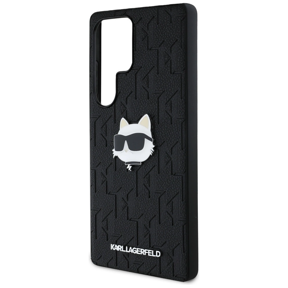 Karl Lagerfeld Leather Monogram Pin Logo Choupette Head Samsung Galaxy S25 Ultra Case Blackeng