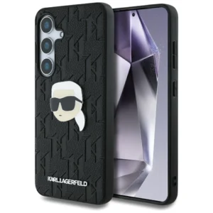 Karl Lagerfeld Leather Monogram Pin Logo Karl Head Samsung Galaxy S25 Case Blackeng