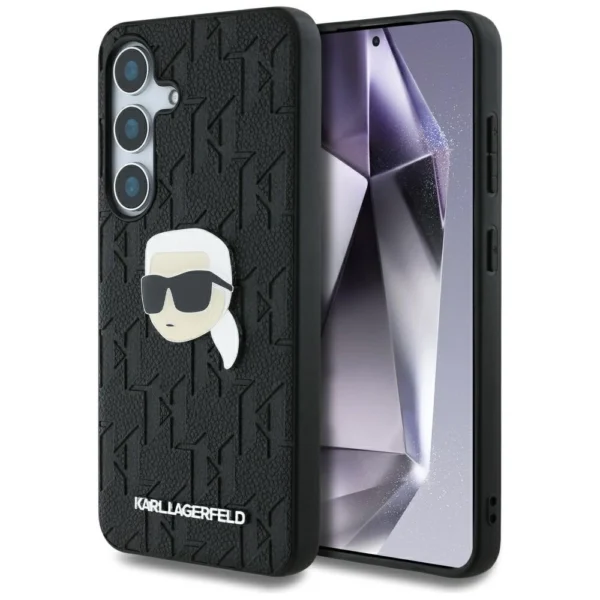 Case Karl Lagerfeld Leather Monogram Pin Logo Karl Head Samsung Galaxy S25 Plus blackeng