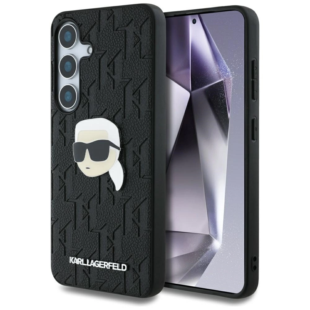 Case Karl Lagerfeld Leather Monogram Pin Logo Karl Head Samsung Galaxy S25 Plus blackeng