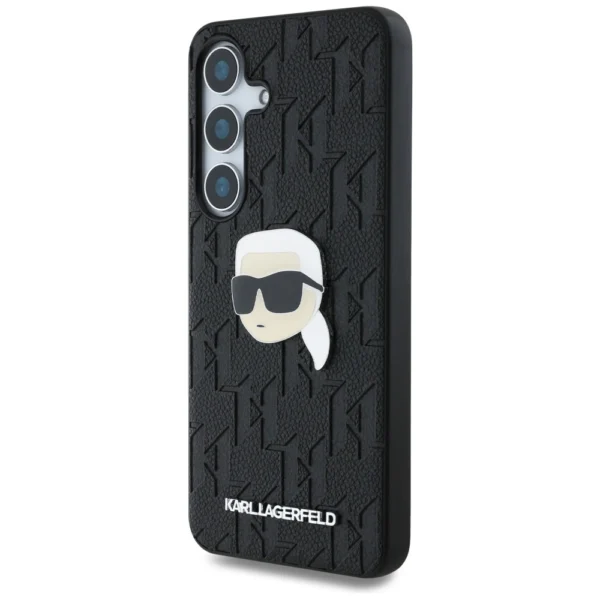 Case Karl Lagerfeld Leather Monogram Pin Logo Karl Head Samsung Galaxy S25 Plus blackeng