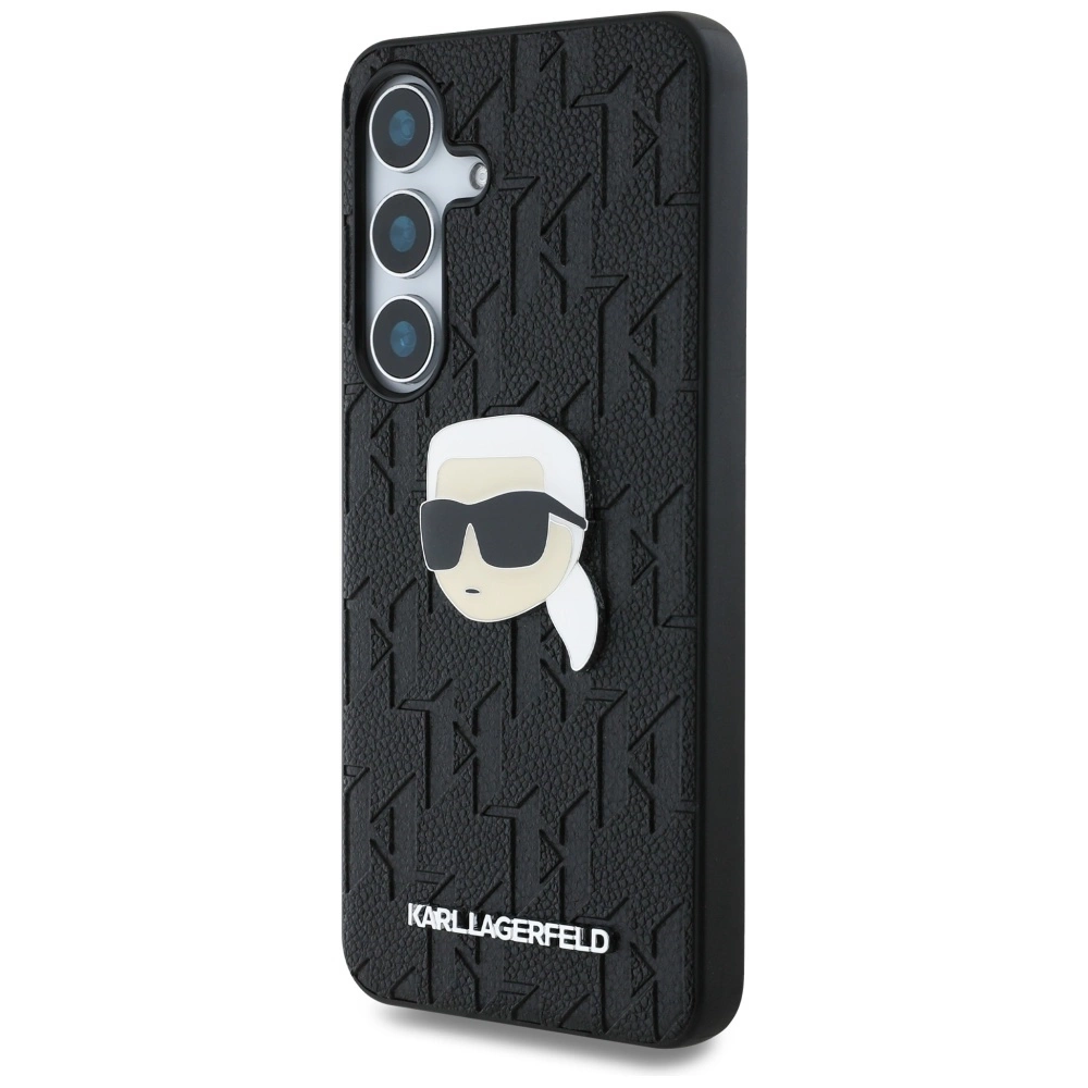 Case Karl Lagerfeld Leather Monogram Pin Logo Karl Head Samsung Galaxy S25 Plus blackeng