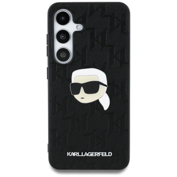 Case Karl Lagerfeld Leather Monogram Pin Logo Karl Head Samsung Galaxy S25 Plus blackeng