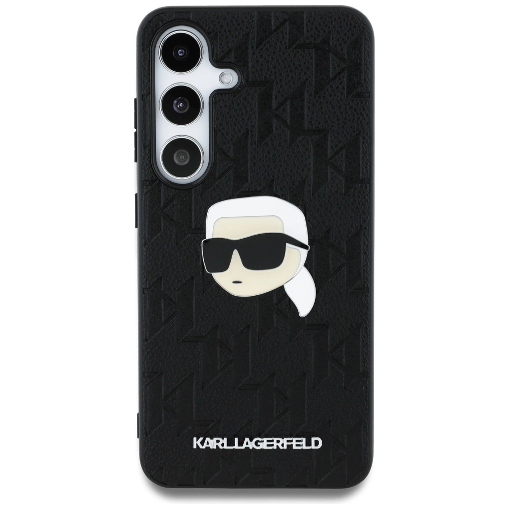 Case Karl Lagerfeld Leather Monogram Pin Logo Karl Head Samsung Galaxy S25 Plus blackeng