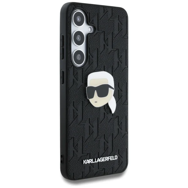 Case Karl Lagerfeld Leather Monogram Pin Logo Karl Head Samsung Galaxy S25 Plus blackeng